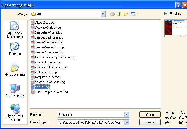 Open image file(s) Dialog Box